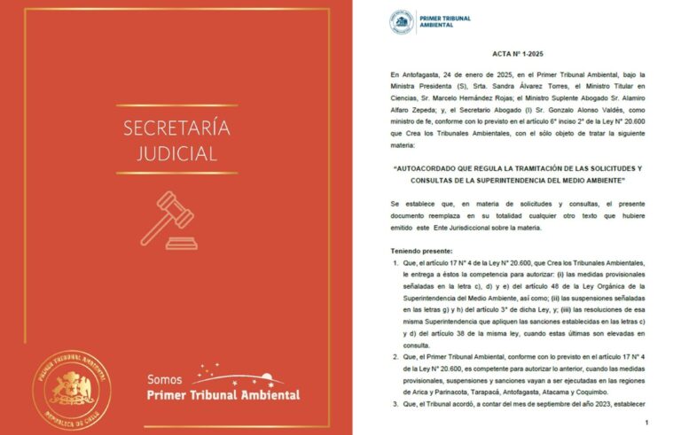 El Primer Tribunal Ambiental moderniza la tramitación de las solicitudes y consultas de la Superintendencia del Medio Ambiente, mediante dictación de nuevo auto acordado