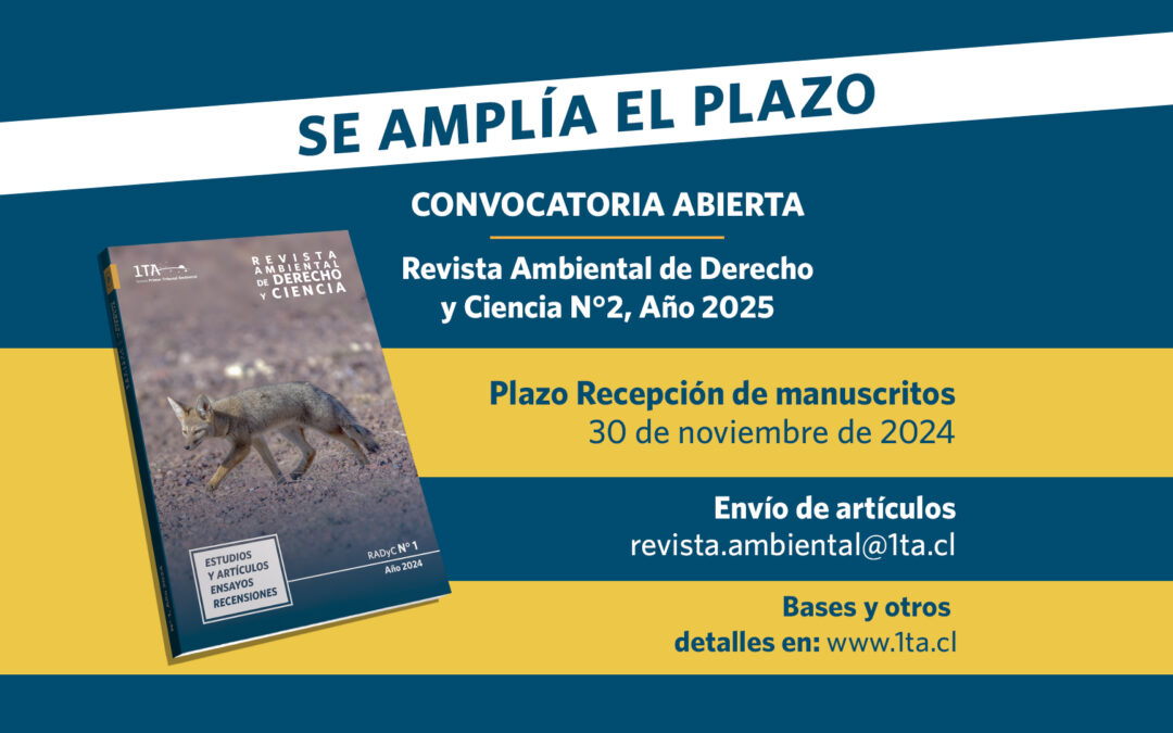 Primer Tribunal Ambiental extiende el plazo de convocatoria para  la Revista Ambiental de Derecho y Ciencia 2025 