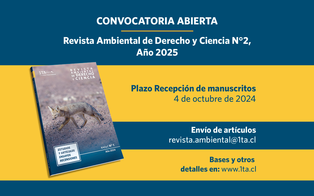 Primer Tribunal Ambiental lanza convocatoria para la Revista Ambiental de Derecho y Ciencia 2025