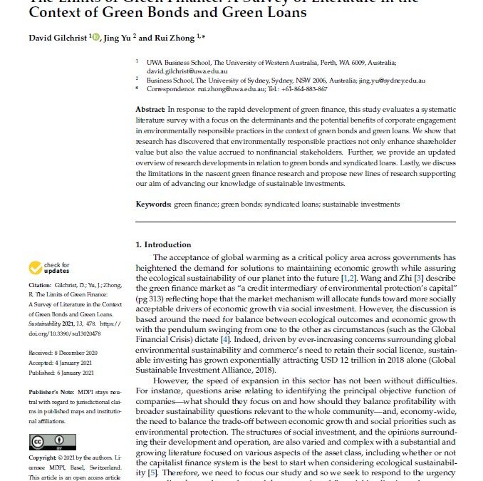 The Limits of Green Finance: A Survey of Literature in the Context of Green Bonds and Green Loans